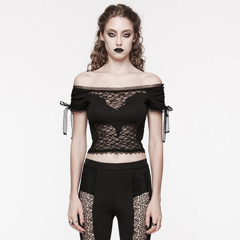 Gothic off-shoulder dragsko för damer i spets
