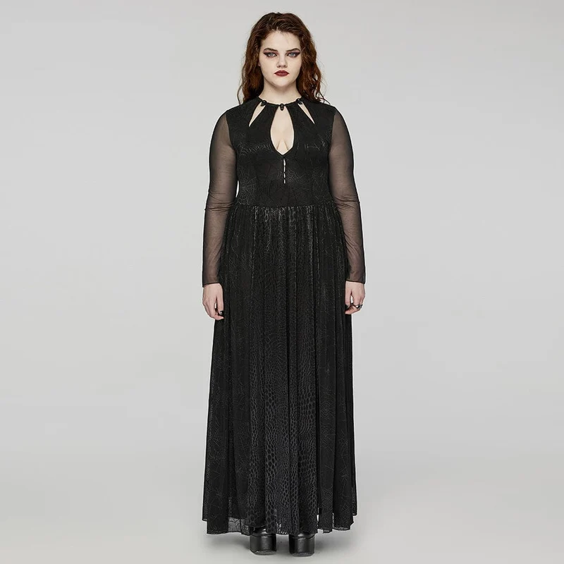 Dam Plus Size Gothic Plunging Side Slit Smekmånadsklänning Bröllopsklänning