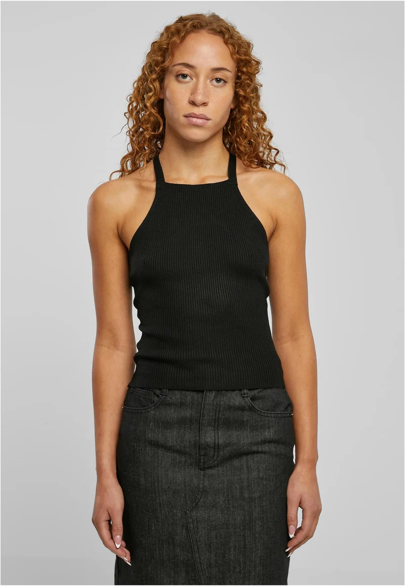 UC Rib Knit Crossed Back Top