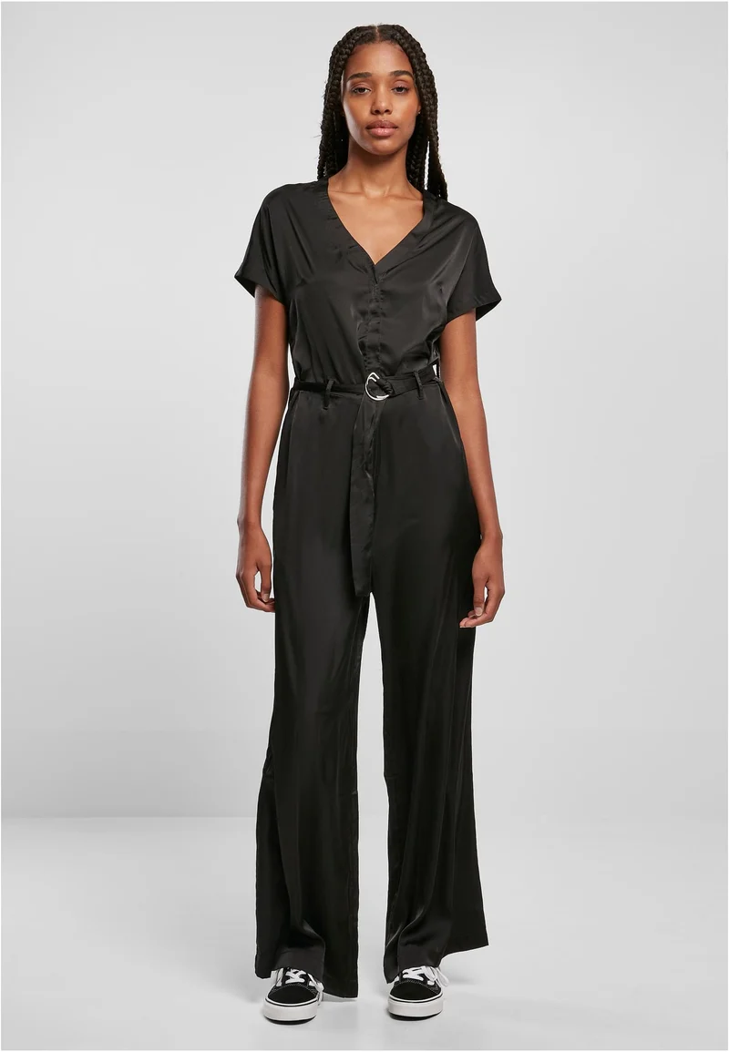 UC Satin Wide Leg Belt Jumpsuit