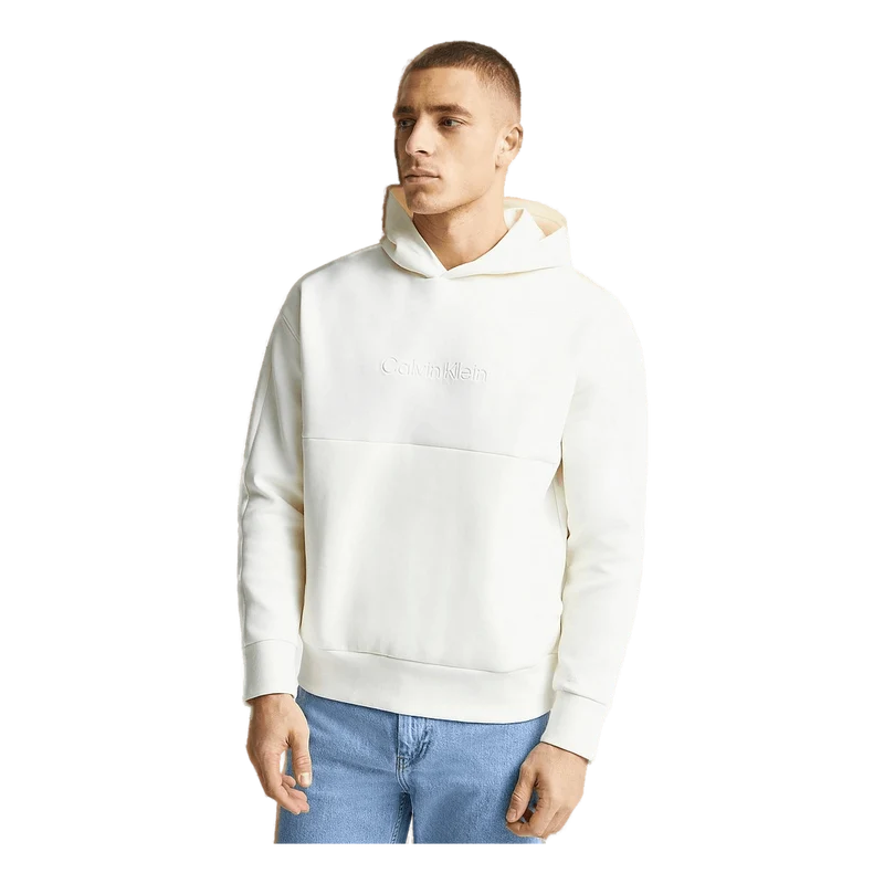 Calvin Klein Comfort Debossed Logo Hoodie Egret
