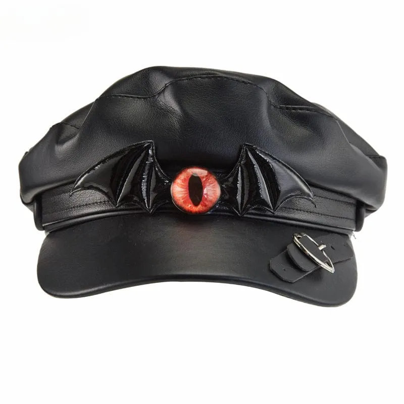 Unisex Steampunk Bat Faux Leather Basker Hat