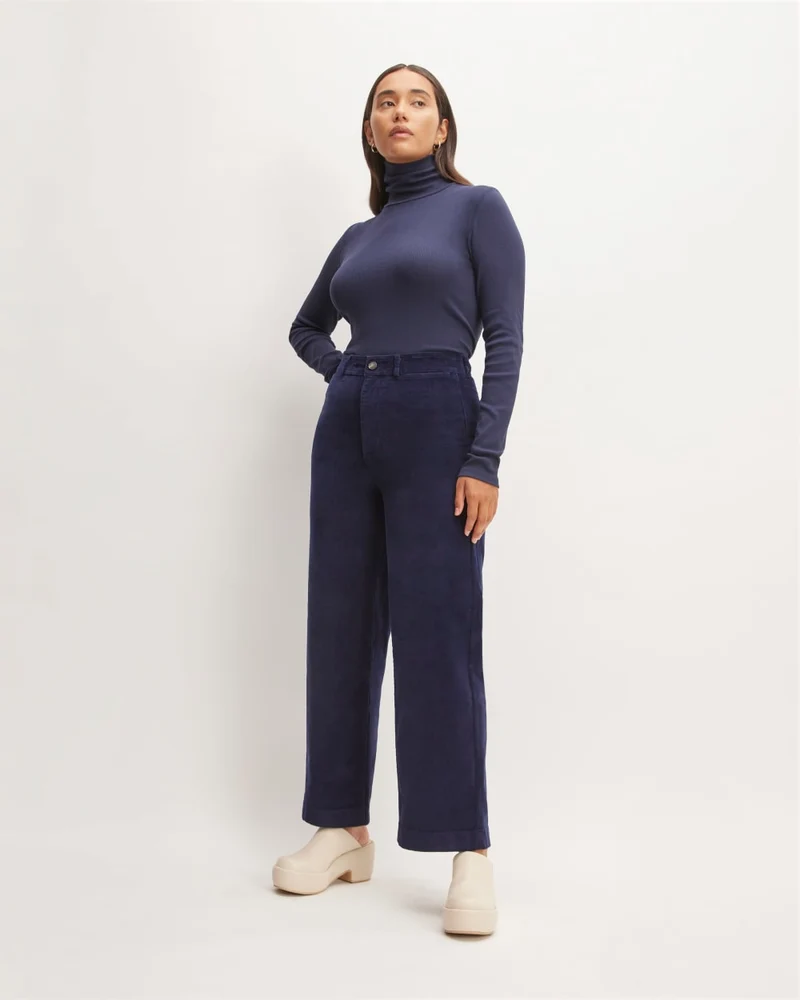 The Corduroy Wide-Leg Pant | Navy