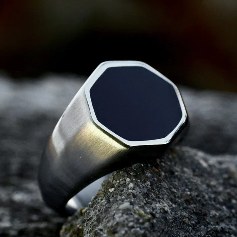 Punk hexagonal ring för män