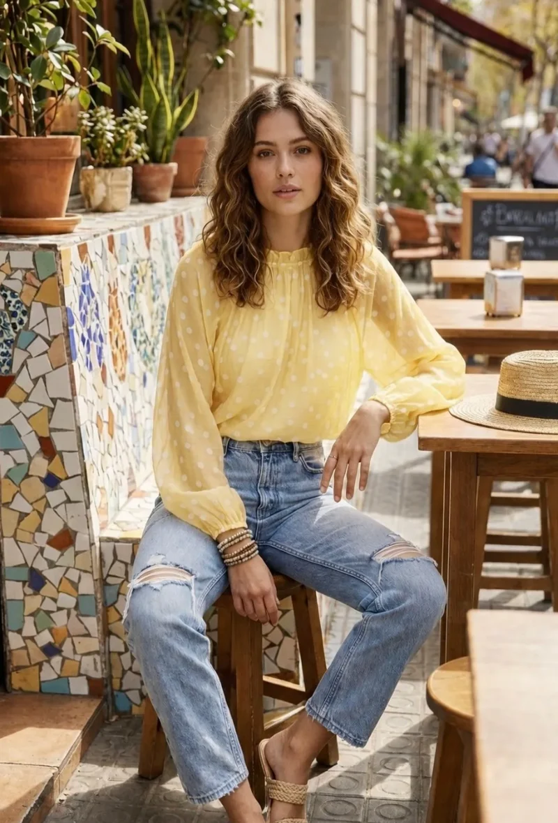 Blus DOTS - Gul