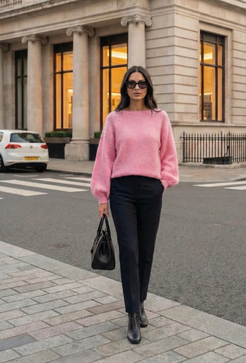 Stickad Mohair - Soft pink