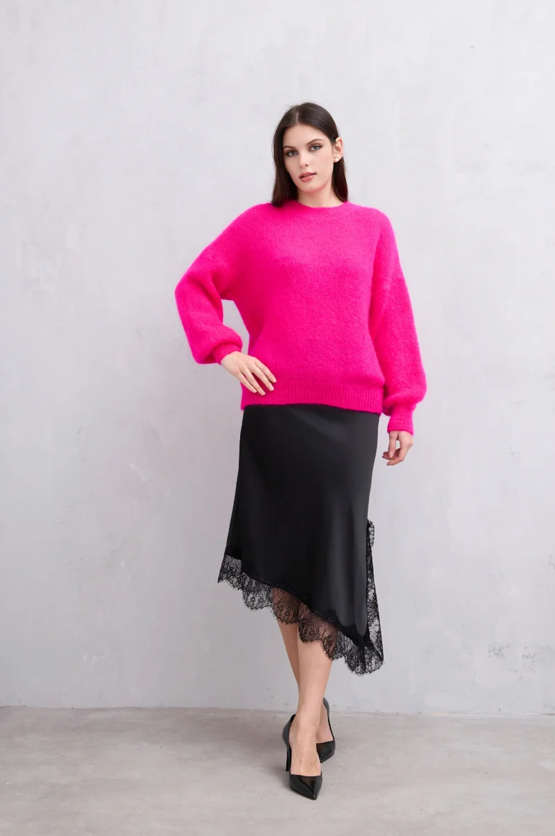 Stickad LUX Mohair - Rosa