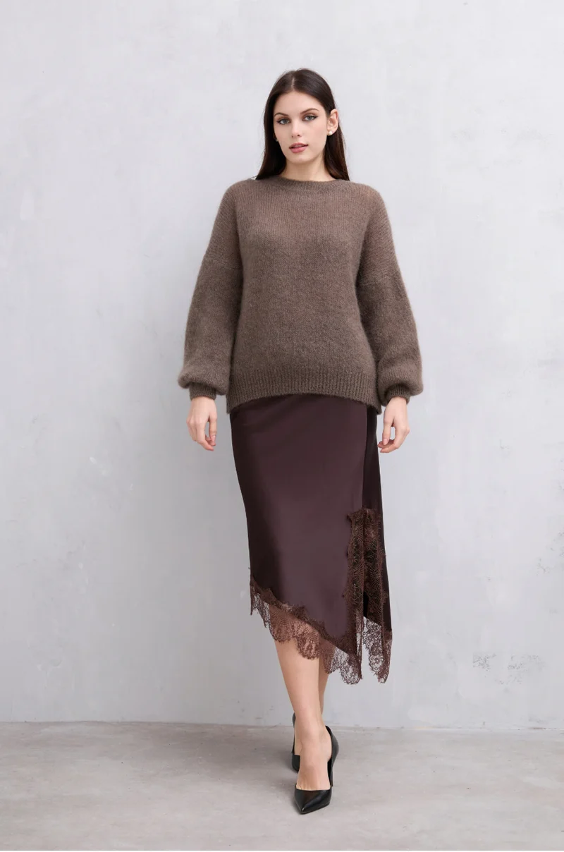 Stickad LUX Mohair - Taupe