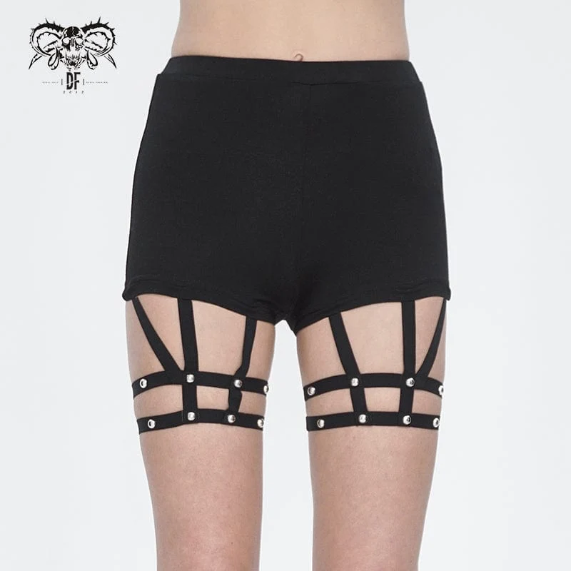 Punk-shorts med spaghettiband för kvinnor