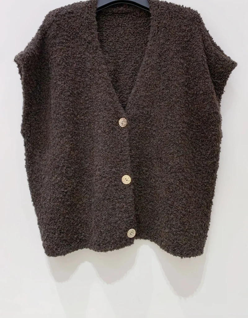 Cardigan med korta ärmar - Brown