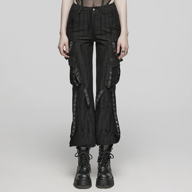Dam Punk Eyelet Pocket Loose Byxor