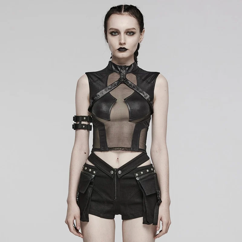 Dam Punk Sheer Eyelet-väst