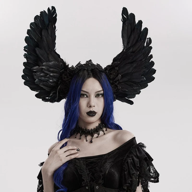 Gothic Faux Feather Wing Headwear för kvinnor