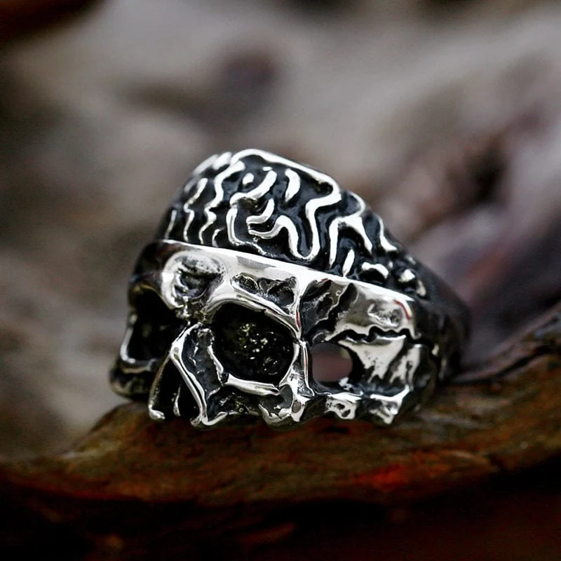Punk Half-face Skull RING för män