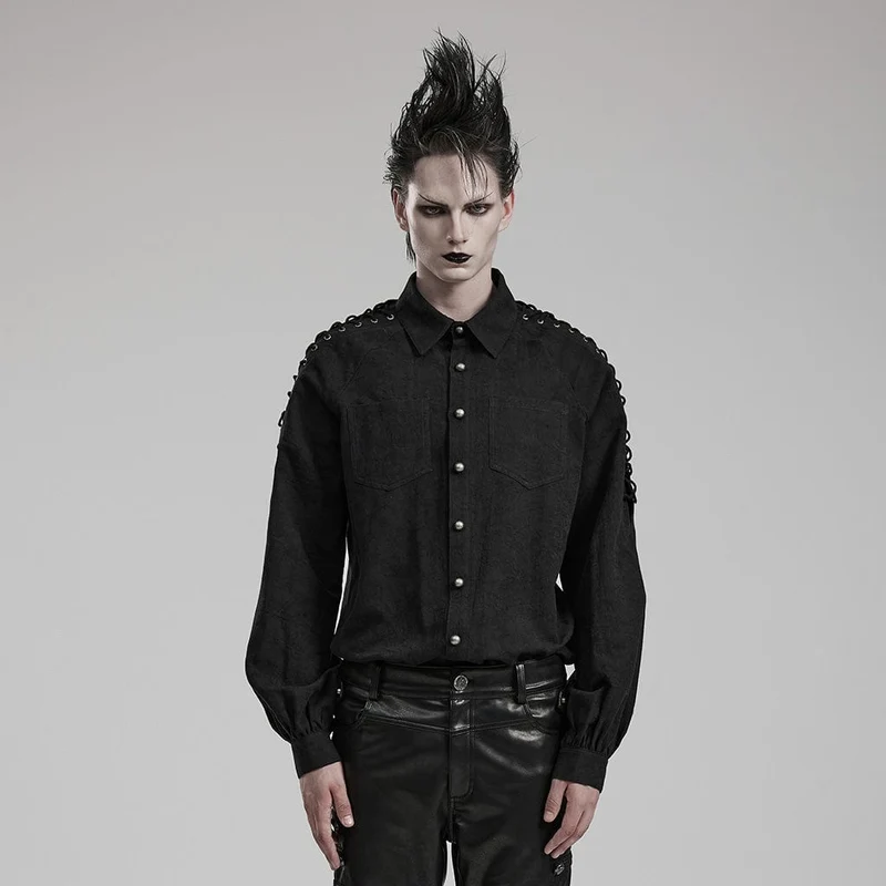 Gothic Distressed Strappy Shirt för män