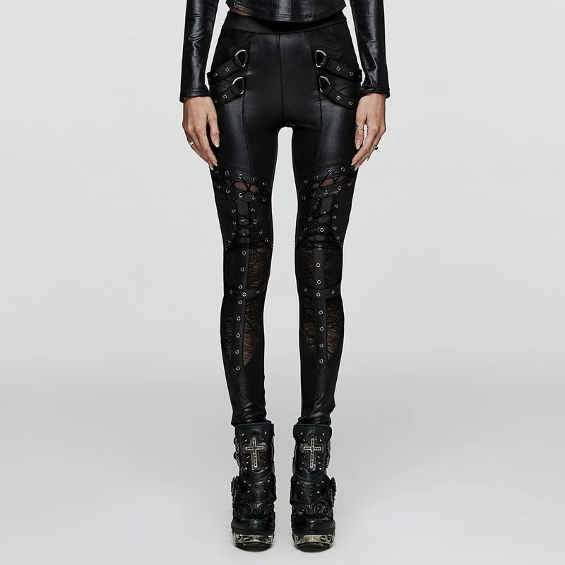 Punk-leggings med snörning för damer