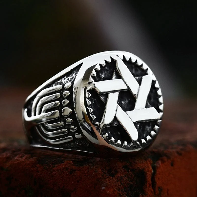Punk Hollowed Star Waved Ring för män