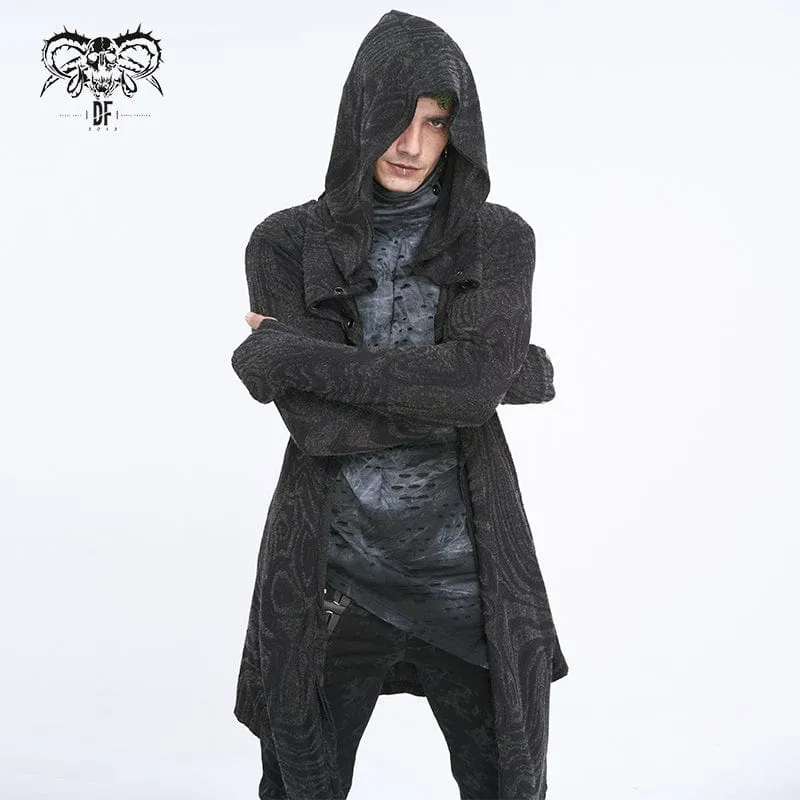 Gothic Irregular Multi-chain kappa för män med huva Svart