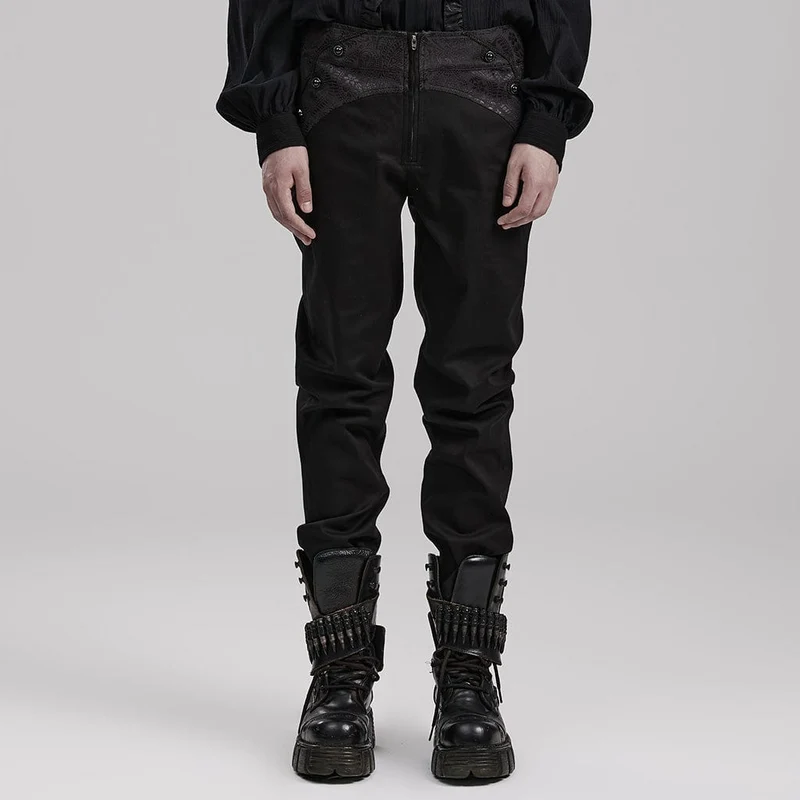 Gothic Front Zip Kostymbyxor för män