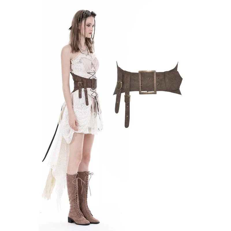 Steampunk Irregular Big Buckle Underbust Corset för kvinnor