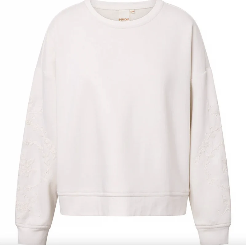 Sweatshirt med broderi - White oversize