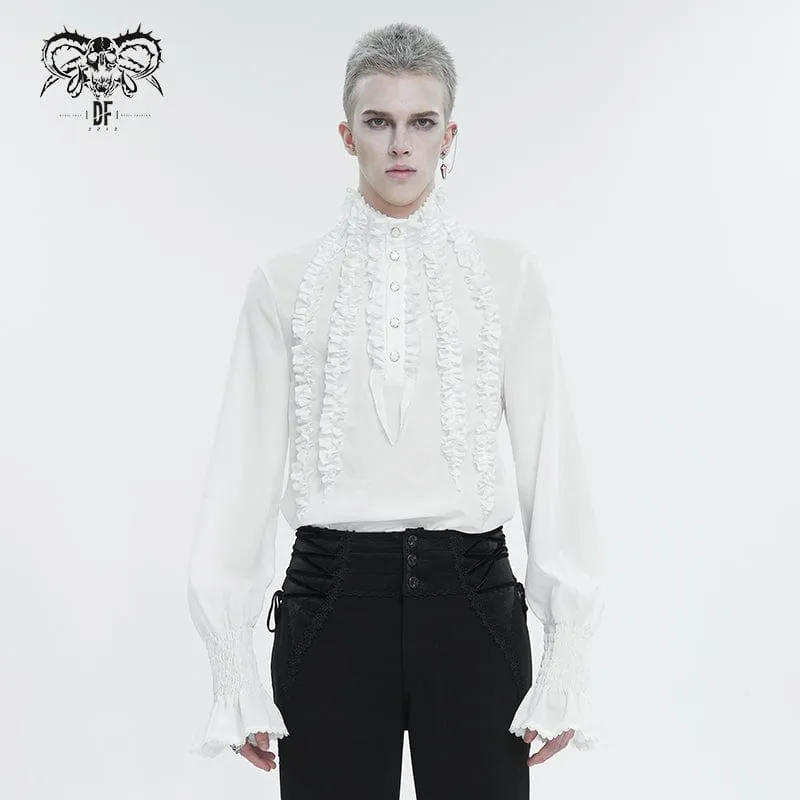 Gothic puffärmad volangskjorta för män Vit