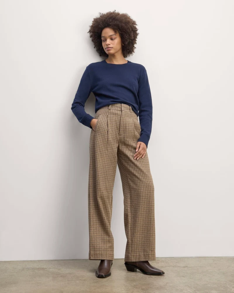 The Draper Pant in Wool | Camel Houndstooth