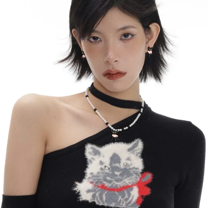 Grunge rosa katt örhängen för kvinnor