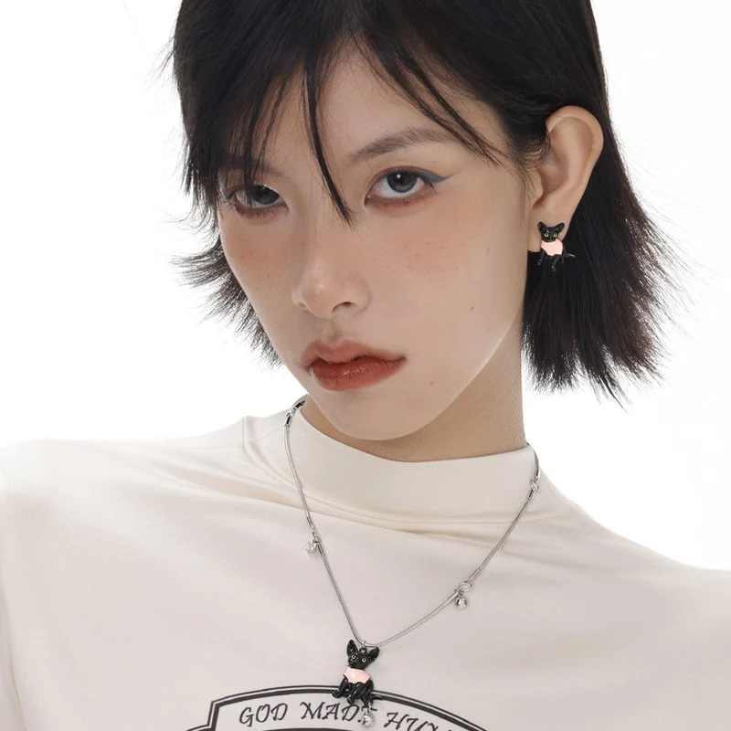 Kvinnors Grunge Rosa Cat Bell Halsband