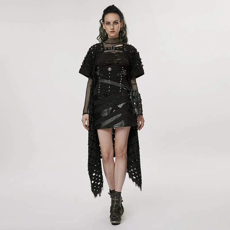 Punk Ripped Buckle Cardigan dam