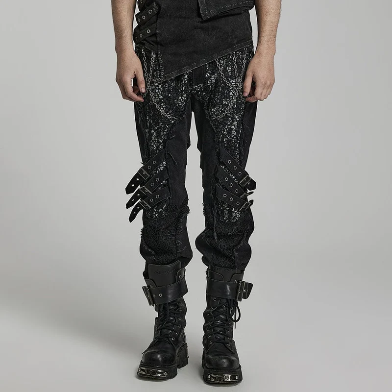 Punk Mesh Split Strap Byxor för män
