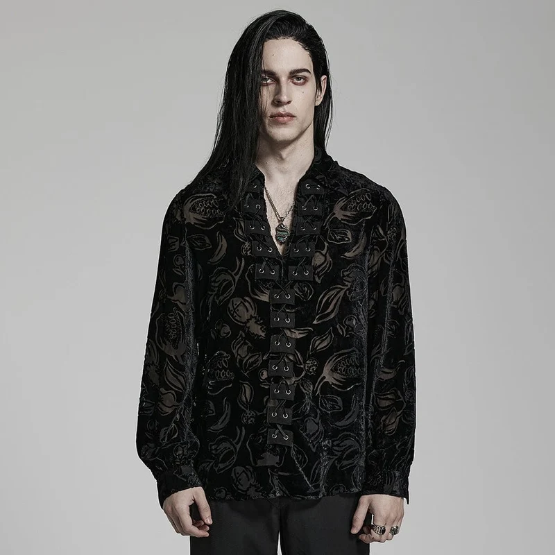 Gothic Sheer Chomper Velvet Shirt för män