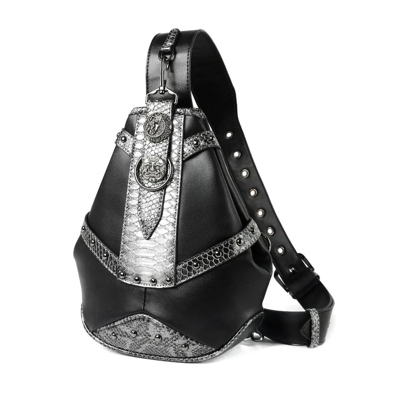 Unisex Steampunk Snakeskin Splice axelväska