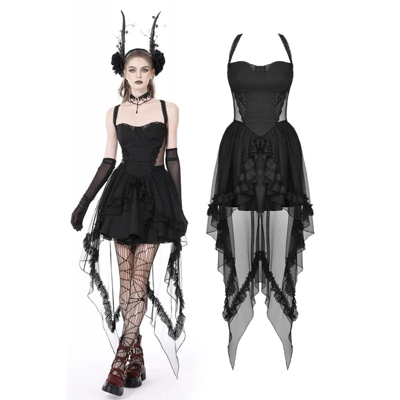 Gothic Swallowtail Halterneck Bröllopsklänning i lager för kvinnor