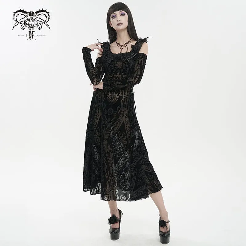 Gothic Off Shoulder Rufsig Skir Bröllopsklänning för kvinnor