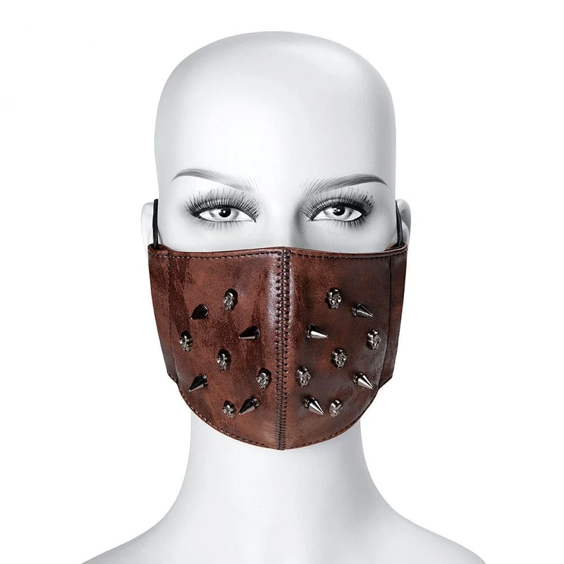 Unisex Steampunk Skulls Rivets Faux Leather Mask