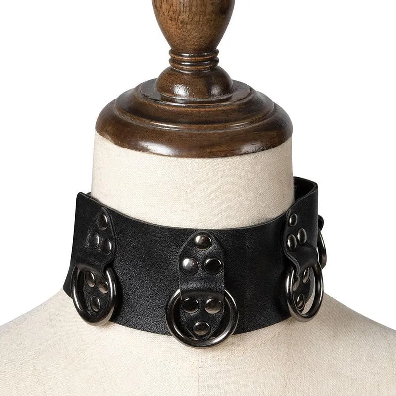 Steampunk Annuli Nailed Buckle Choker för kvinnor
