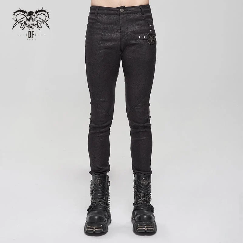 Gothic Slim Fitted Metal Star Pants för män