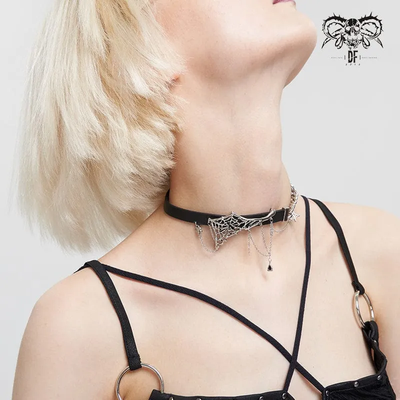 Dam Punk Spider Web Metal Chain Choker