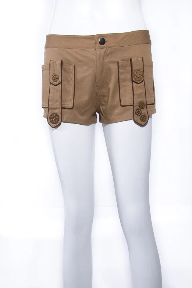 Steampunk Gear Splice Cargo Shorts för kvinnor