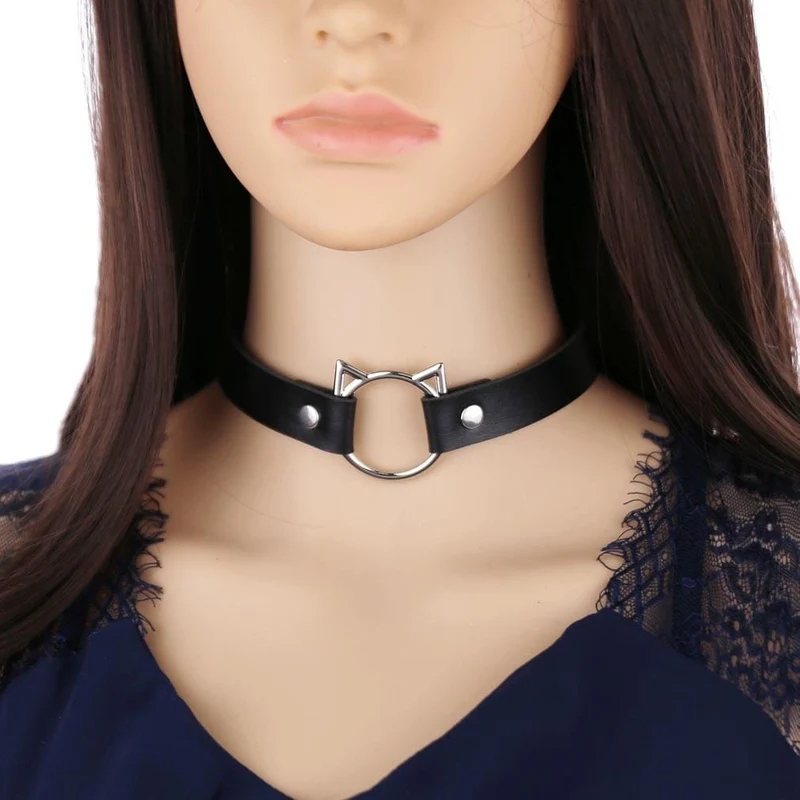 Punk Cat Button Choker för kvinnor