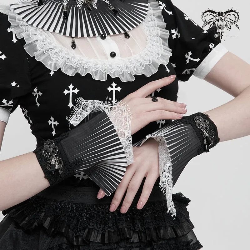 Gothic dubbelfärgade spetshandskar för kvinnor