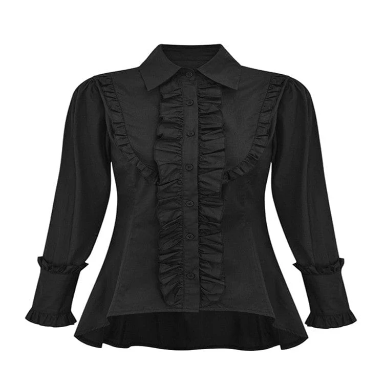 Gothic slimfitt volangskjorta för kvinnor