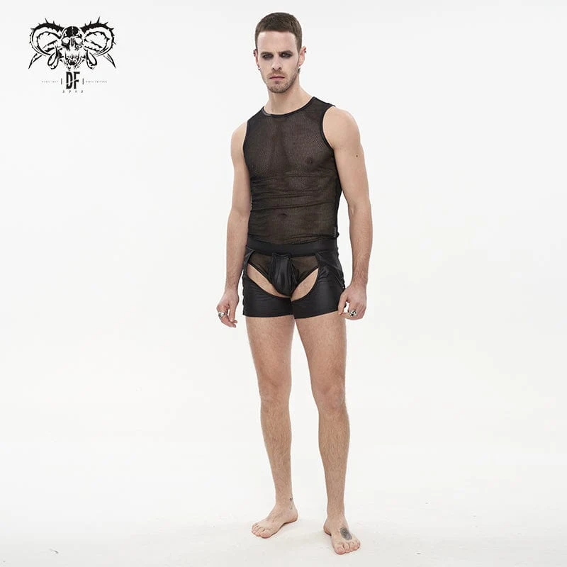 Punk Cutout Mesh Splice Underkläder för män