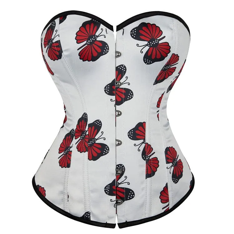 Gothic Butterfly Printed Overbust Korsett för kvinnor