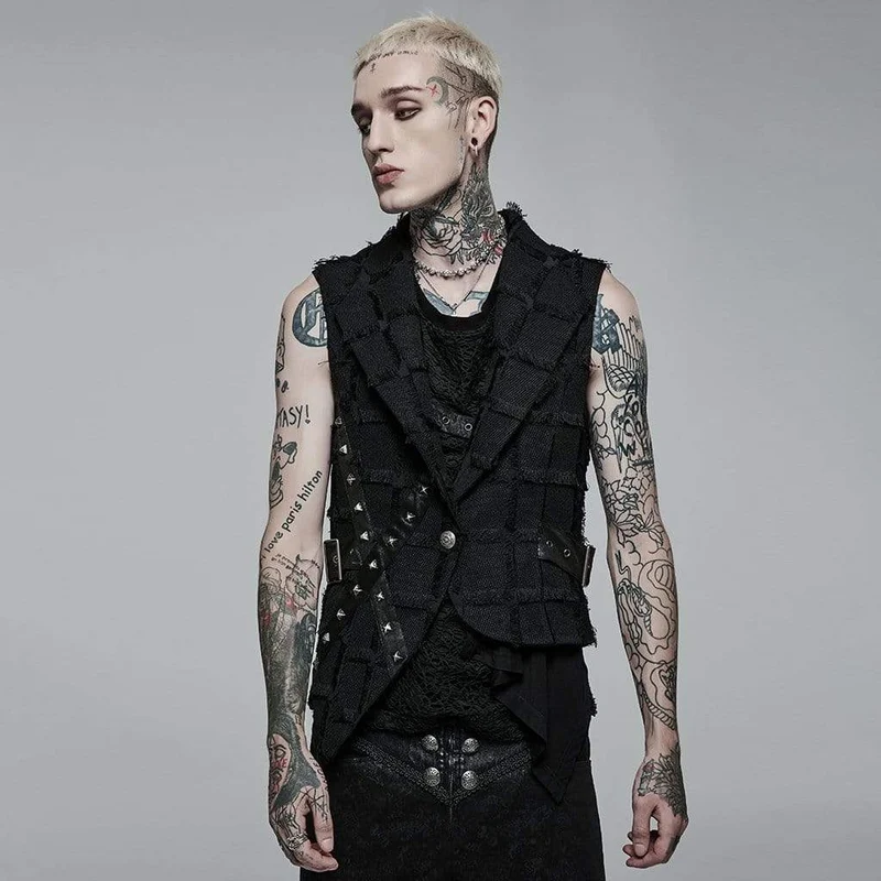 Gothic Irregular Cutout Okantad väst för män