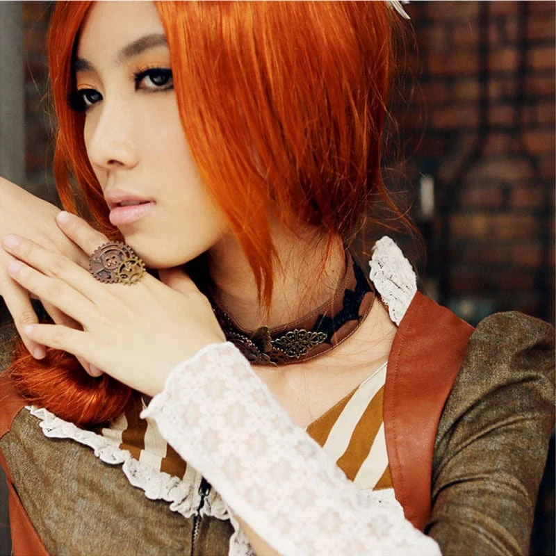 Kvinnors Steampunk Gear Split Floral Brodered Choker
