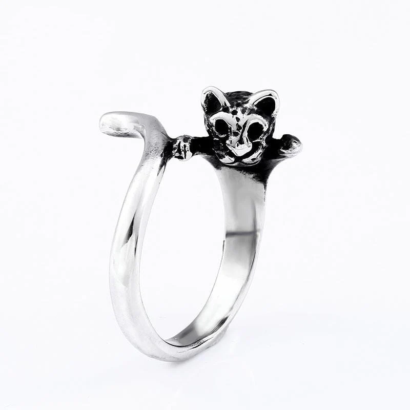 Punk Cat's Head Ring för män
