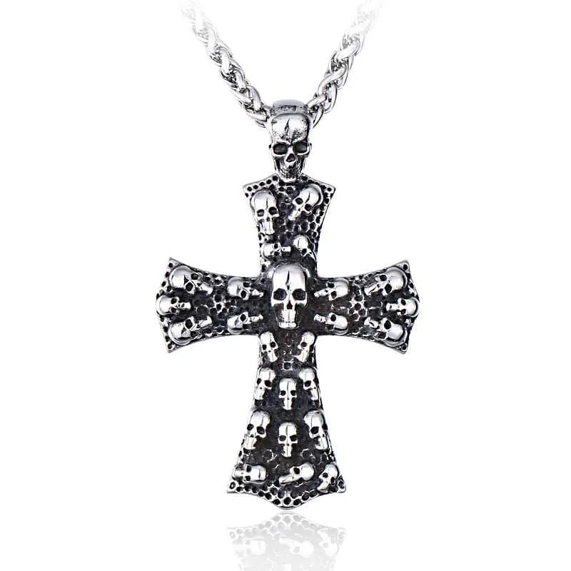 Gothic Punk Skull Cross halsband för män