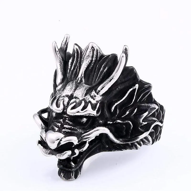 Punk Dragon's Head Ring för män